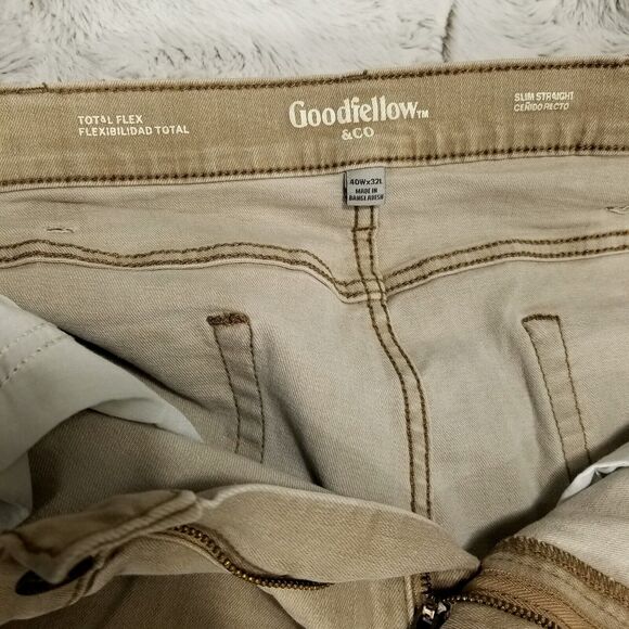 Goodfellow Co Jeans Mens 40×32 Brown Slim Straight Total Flex Medium Wash Denim - Picture 9 of 13